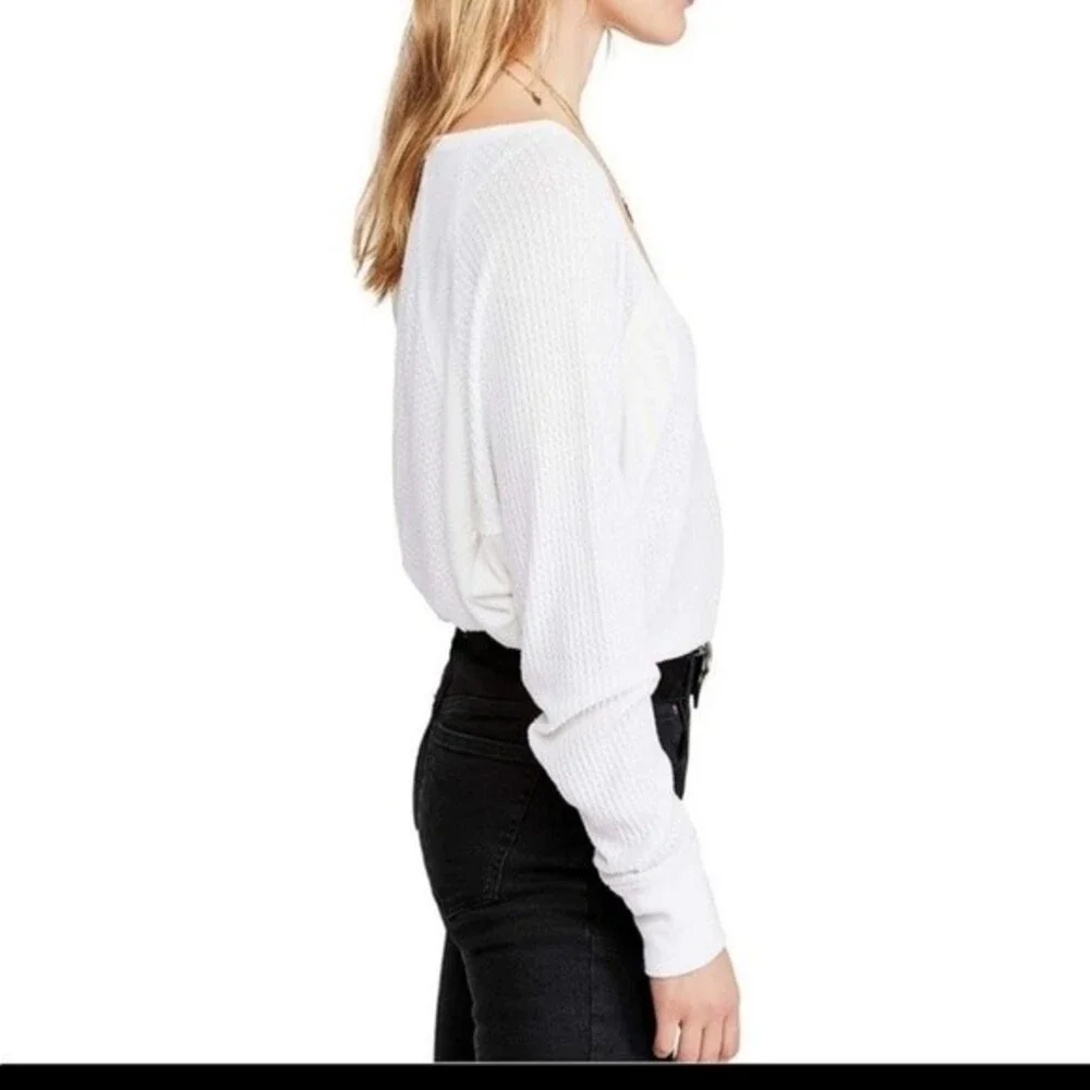 Free People Santa Clara Thermal Shirt Top Long Sleeve White size XS new w… - Picture 2 of 16